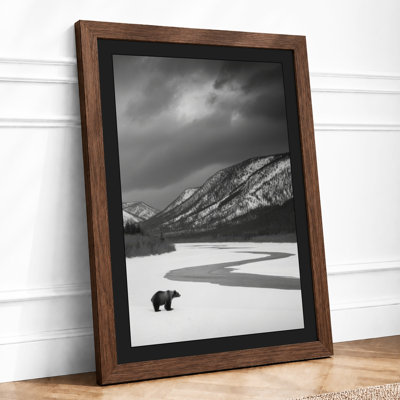 Bear in Isolation Scandinavian - Framed Print