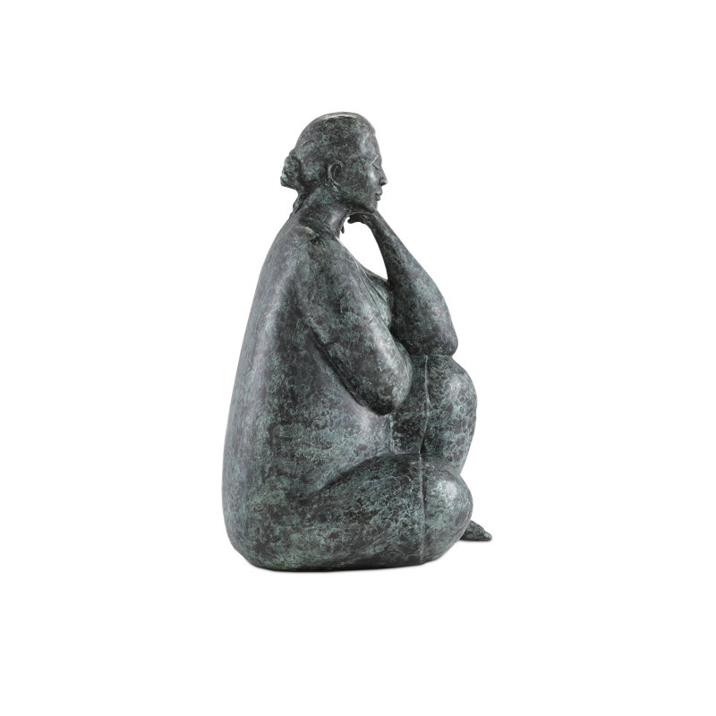 Lady Meditating Bronze Figurine
