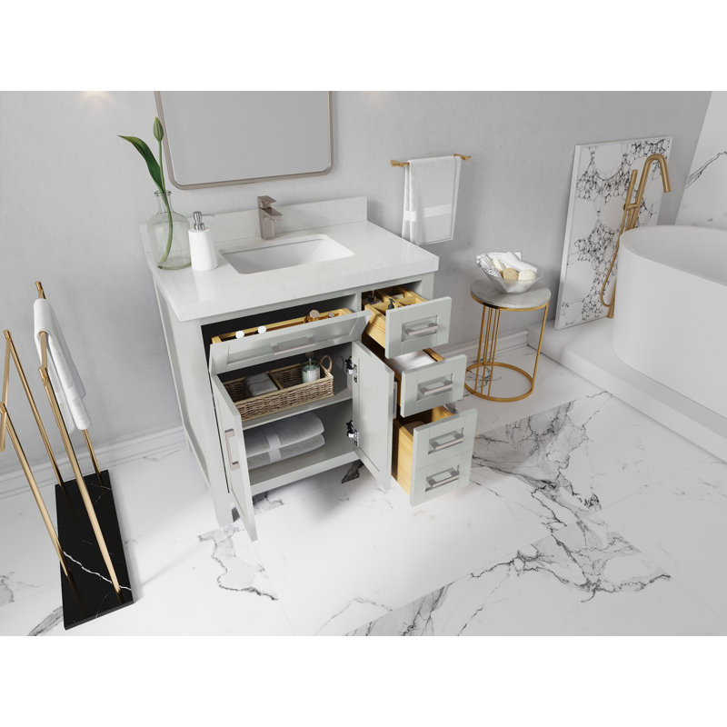 Meuble-lavabo simple l 36 po x P 22 po x H 36 po, Quartz de Carrare