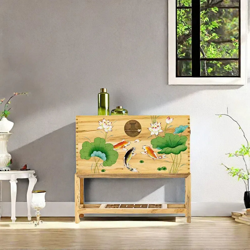 Commode d'entrée en bois de camphre massif