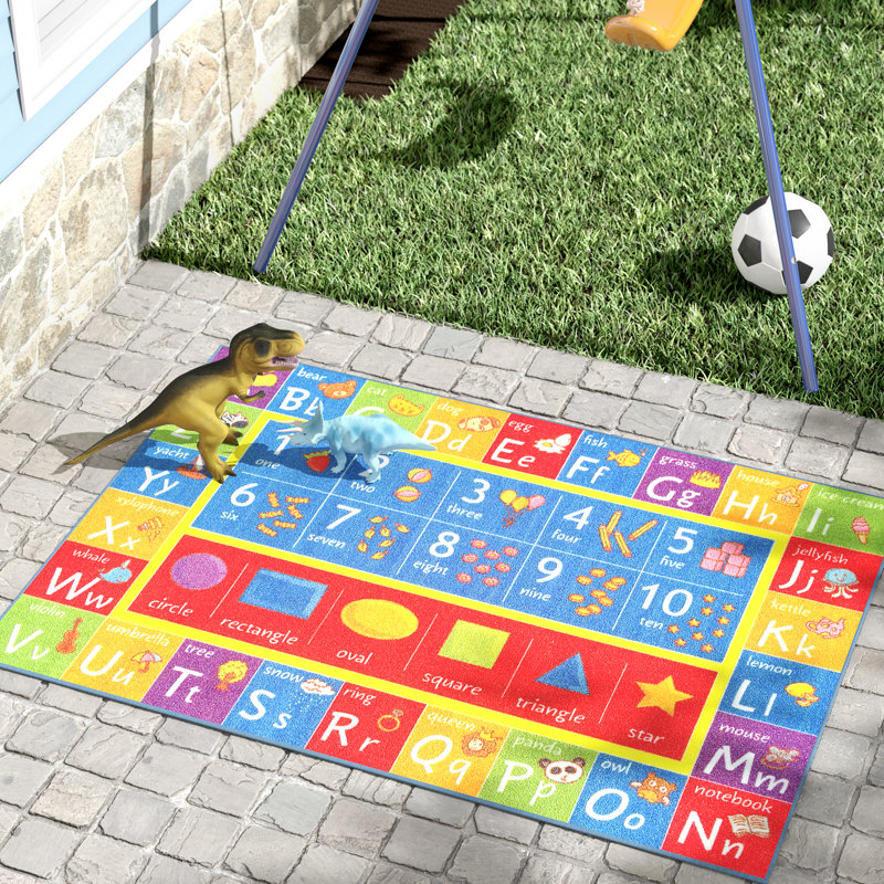 ABC Alphabet Numbers Educational Learning Game Play Non Slip Kids Rug Carpet Classroom Playroom Mat, Rectangle 5' x 6'6"