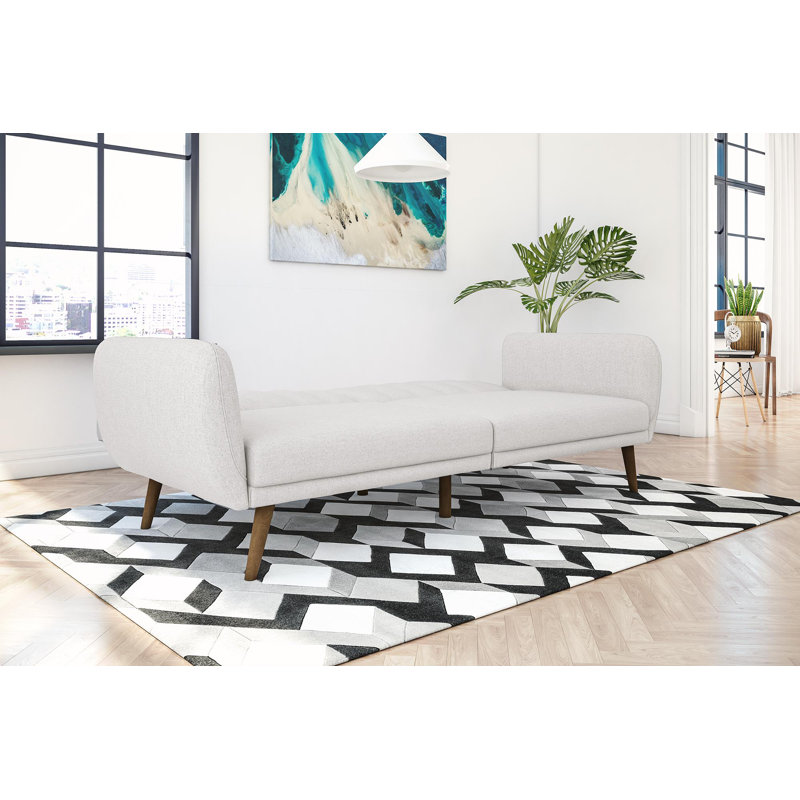 Novogratz Brittany 81.5" Round Arm Futon Chair, Light Gray Polyester