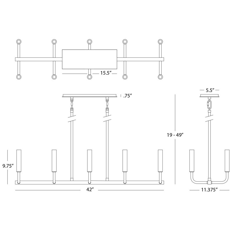 Mavisten Edition Carbonia 10 - Light Chandelier, 49" H x 42" W x 11.38" D, Mavisten Brass Duex
