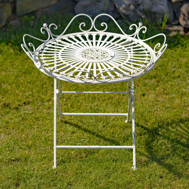 Stephania Outdoor Metal Folding Table, Antique White