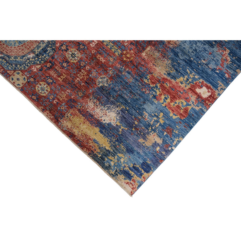 Hand Knotted Wool Area Rug in Multi