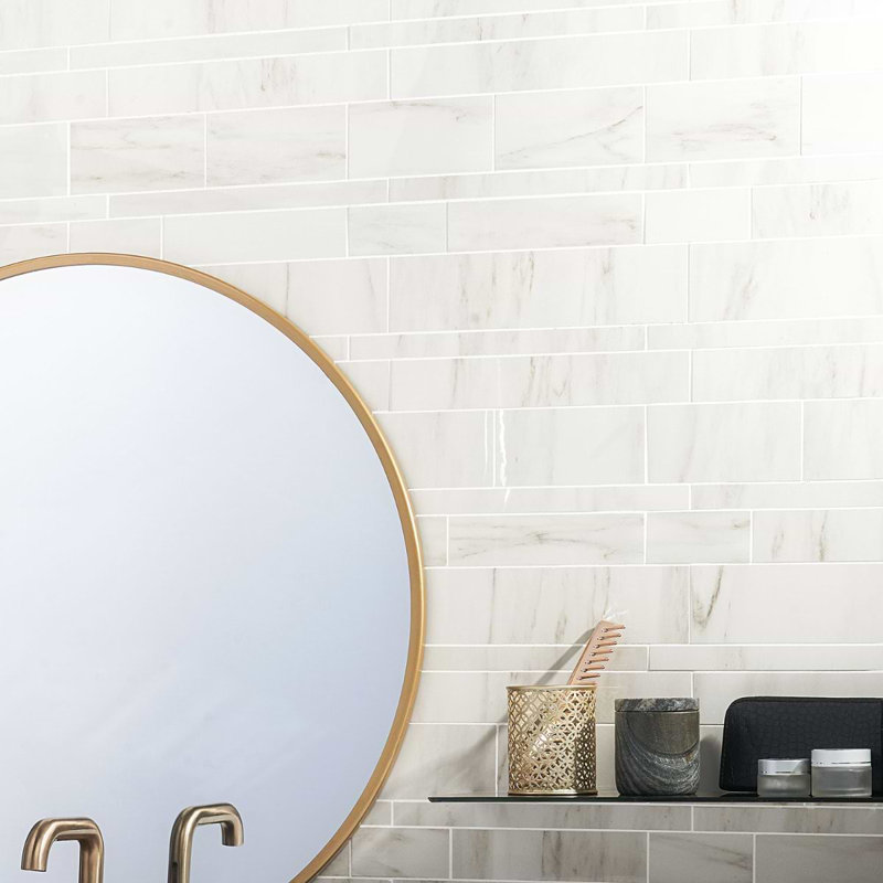 Dreamstone Railroad Porcelain Mosaic, Calacatta Rustico Matte