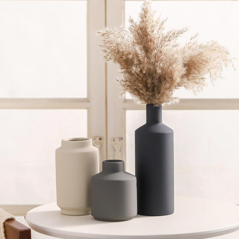 Ensemble de 3 vases modernes en céramique, vases à fleurs décoratifs pour la maison, vases Boho
