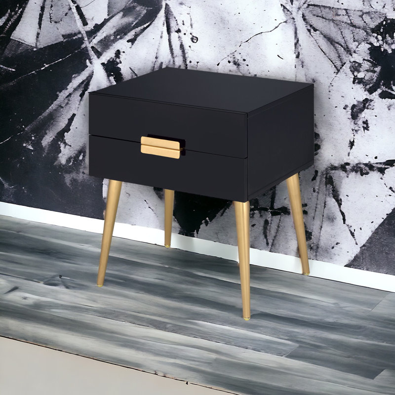 Black & Gold Finish End Table