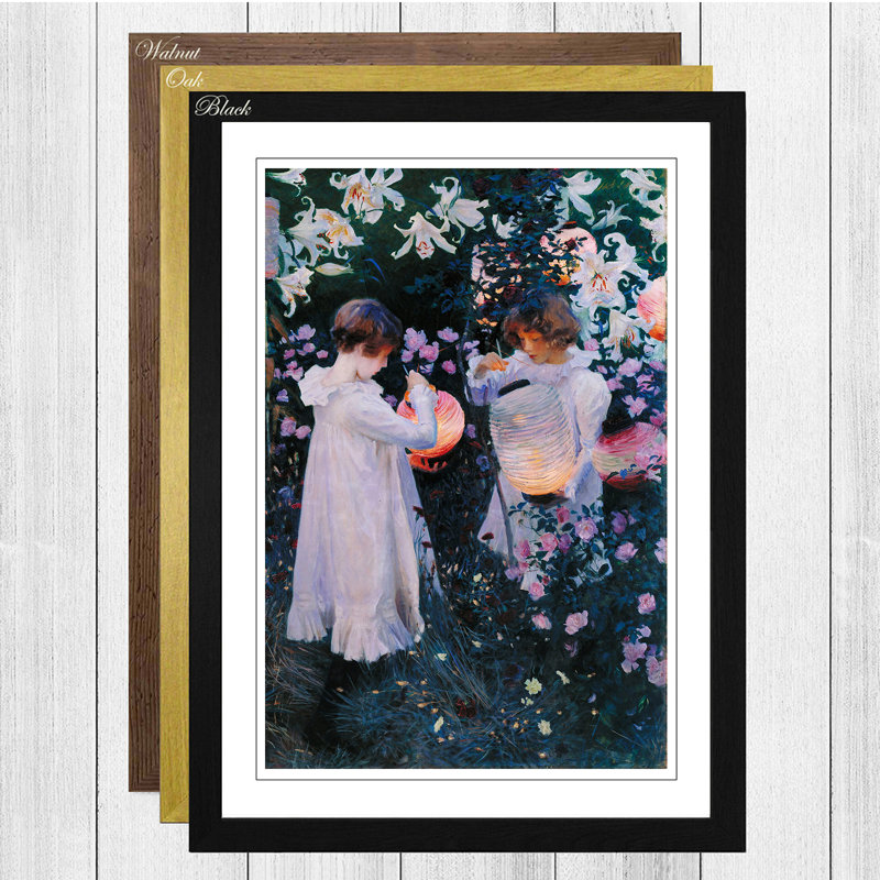 Carnation, Lily, Lily, Rose by John Singer Sargent - Framed Print, Walnut