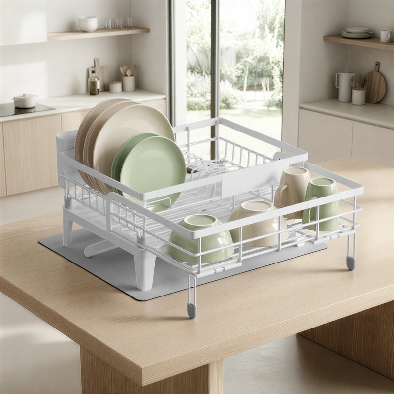Dish Drainer Rack with Rotatable Spout