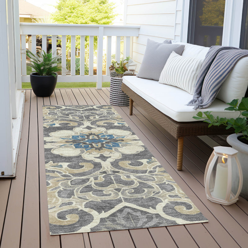 Machine Washable Indoor/Outdoor Xhevrie Beige Rug, Runner 2'3" x 7'6"
