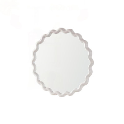 Scalloped Round Wall Mirror, White Wavy Frame For Living Room, Bedroom, Bathroom Decor | Gift Idea