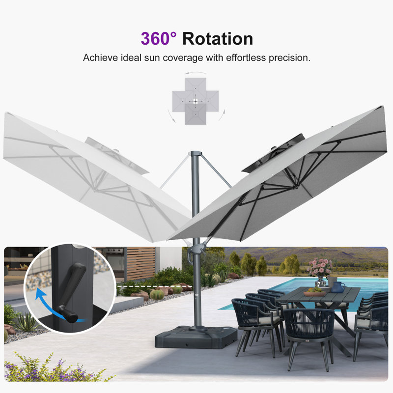 Grand parasol d'extérieur 10 'x 13', Gris clair
