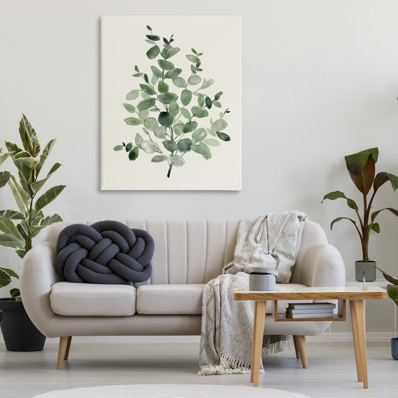 Art mural en toile moucheté feuilles botaniques vertes, design par Carol Robinson, H 48 po x l 36 po