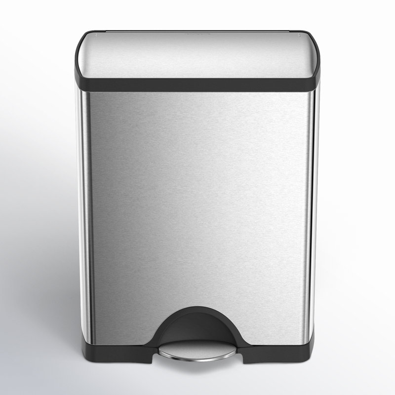 Brushed Stainless Steel Dual Compartment Recycling Kitchen Trash Can