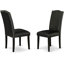 5 Piece Dining Table Set Includes a Rectangle Dining Room Table with Butterfly Leaf and 4 Black Faux Leather Parsons Chairs, Black-954573957-954573956