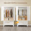 Armoire-penderie 60 po en acier avec 2 portes, tringle, 1 tablette ajustable et 1 tiroir pour la chambre à coucher ou le vestibule, blanc
