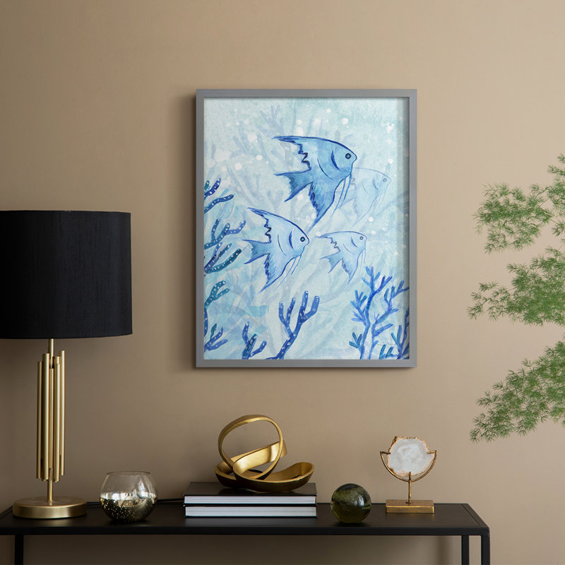 «Angel Fish I», reproduction encadrée - bois massif, H 21 po x l 17 po, Gris