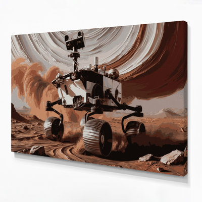 Space Perseverance rover selfies Gray Canvas Wall Art