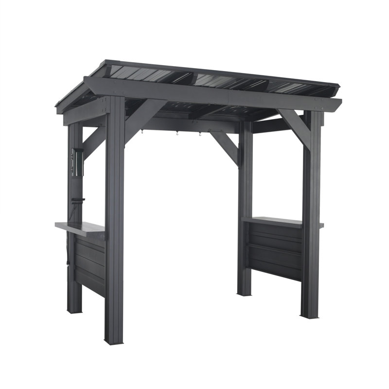 Rockport Black Steel Grill Gazebo with Insulated Roof