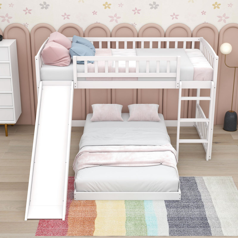 Lits superposés en L avec glissière Evelene, Blanc