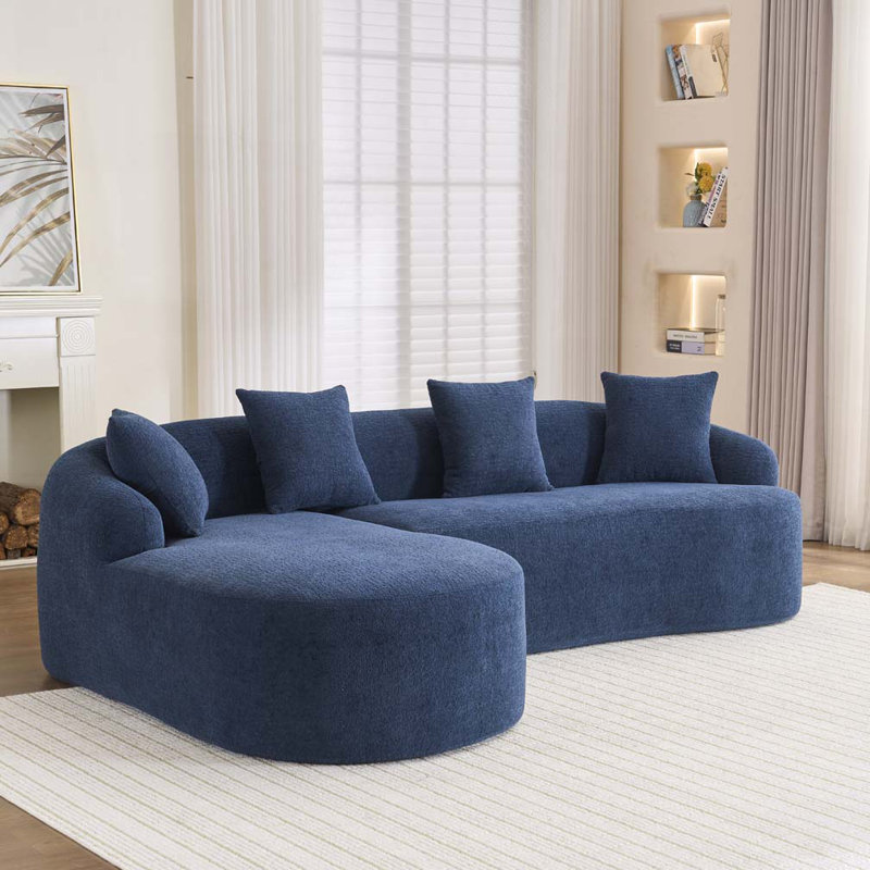 Canapé modulaire en L à densité de compression en tissu Bonille, Marine