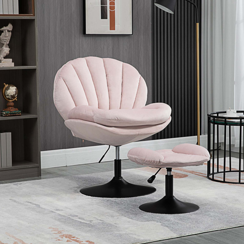 Méridienne pivotante en velours avec repose-pieds Laranya, Velours rose