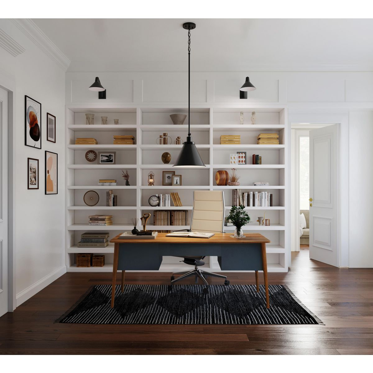 Single Light Armed Sconce, Matte Black