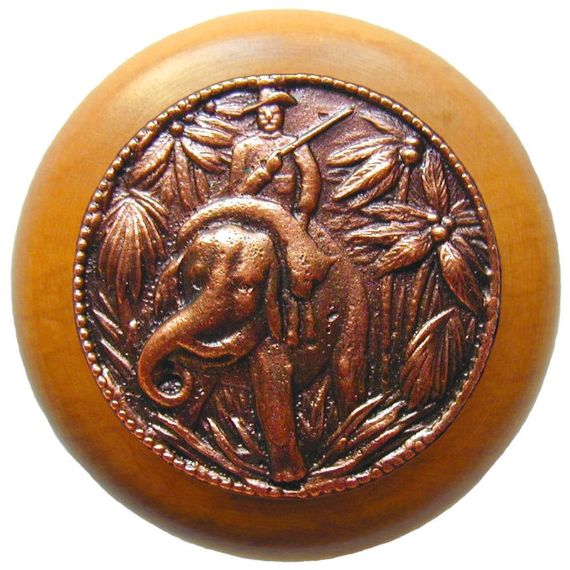 Poignée champignon 1,5 po All Creatures, Cuivre antique / bois d'érable