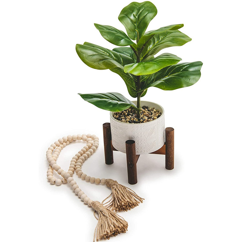Petit arbre artificiel ficus lyrata de 11 pouces pour décoration de cour intérieure et extérieure