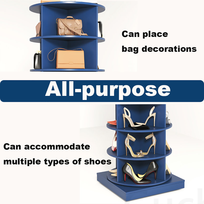 Versatile Rotating Shoe Cabinet with Extra Storage Capacity for Families, Blue