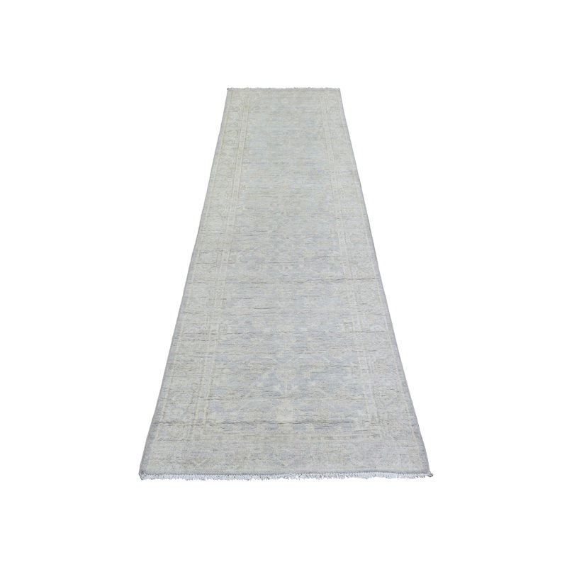 Tapis de couloir bleu, nouÃ© Ã  la main, style Peshawar dÃ©lavÃ©, en laine douce, 2 pi 8 po x 9 pi 6 po, G72761