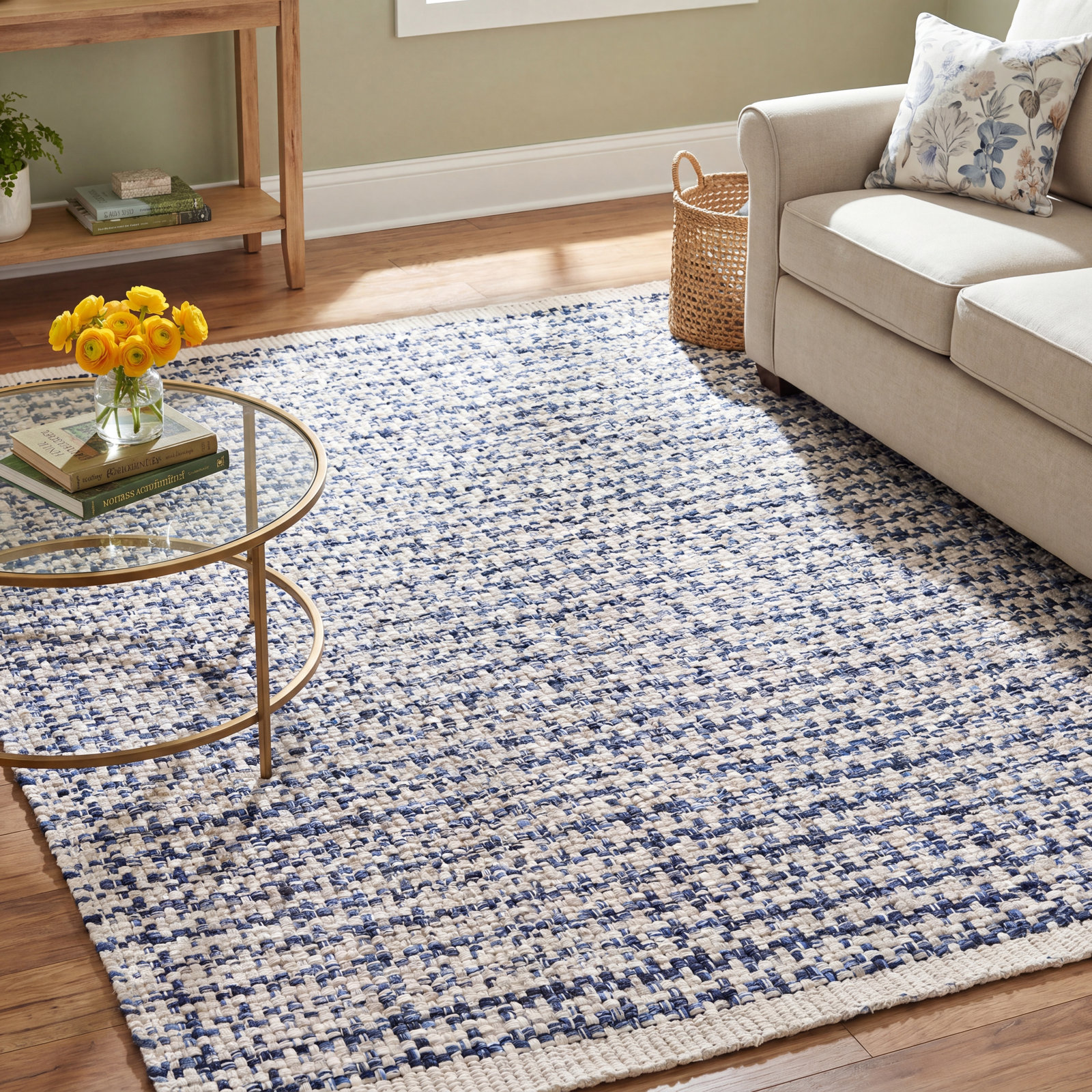Journey Blue Hand-Woven Indoor Outdoor Rug, Rectangle 7'6" x 9'6"