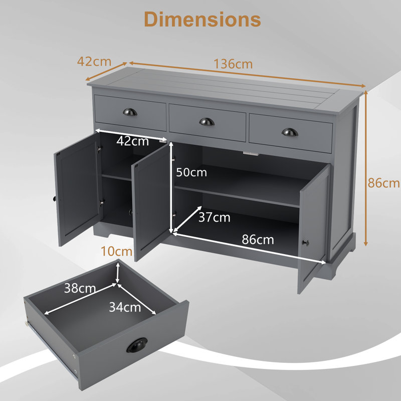 136cm Sideboard, Grey