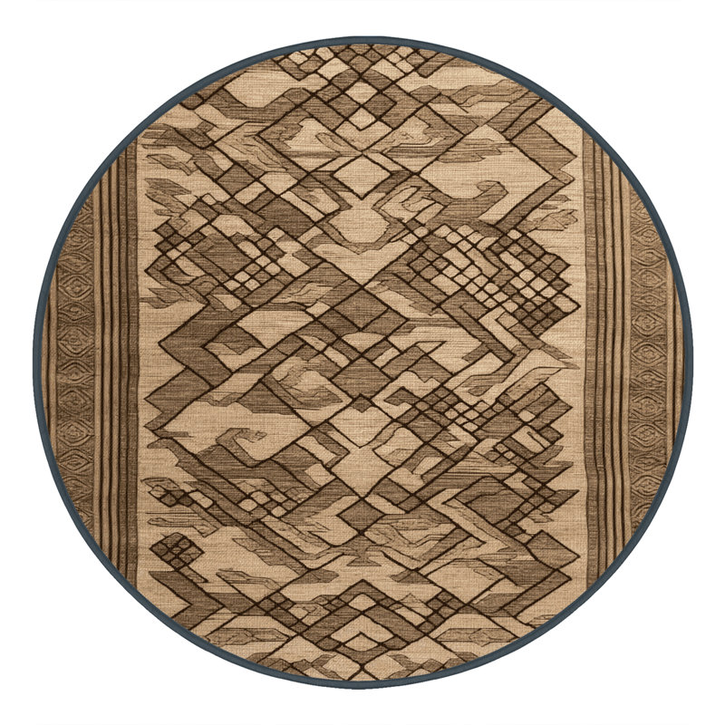 Machine Washable Art Deco Brown Area Rug