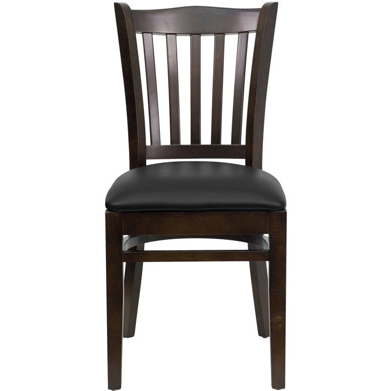 Orlison Vertical Slat Back Wooden Restaurant Chair, Walnut, Vinyl Walnut