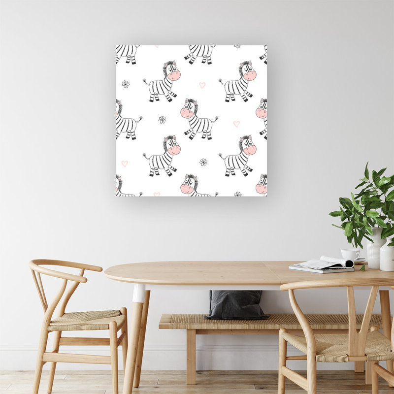 Cute Hand Drawn Zebra - Wrapped Canvas Print, 30cm H x 30cm W x 3.8cm D