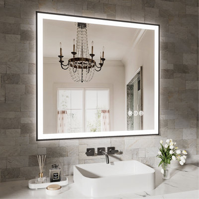 Miroir de salle de bain sans cadre à DEL, miroir intelligent
