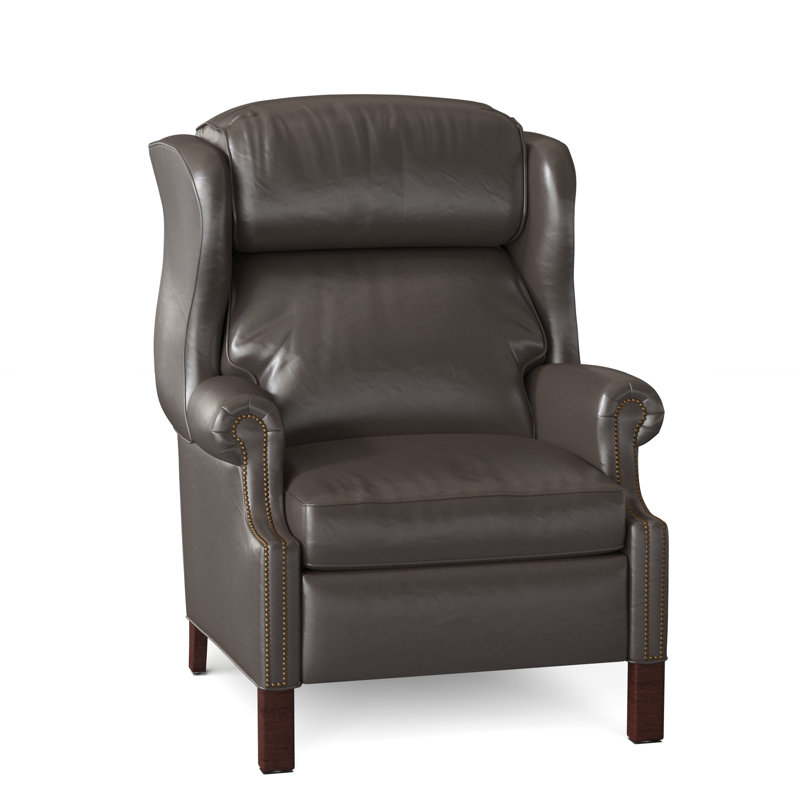 Chippendale Recliner, Aline Fumo Genuine Leather, Mahogany, #9 French Natural