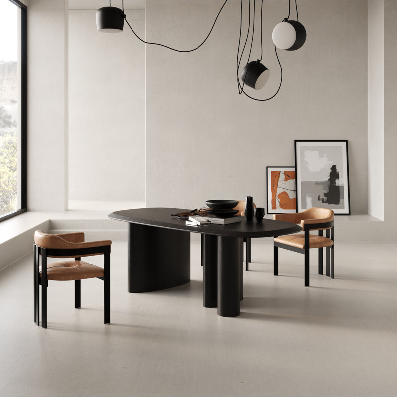 Elise Oval Dining Table, 30" H x 87" L x 39.4" W, Black Ash