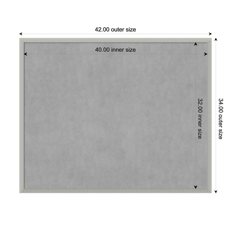 Tableau magnétique encadré feuille d'argent, H 34 po x l 42 po