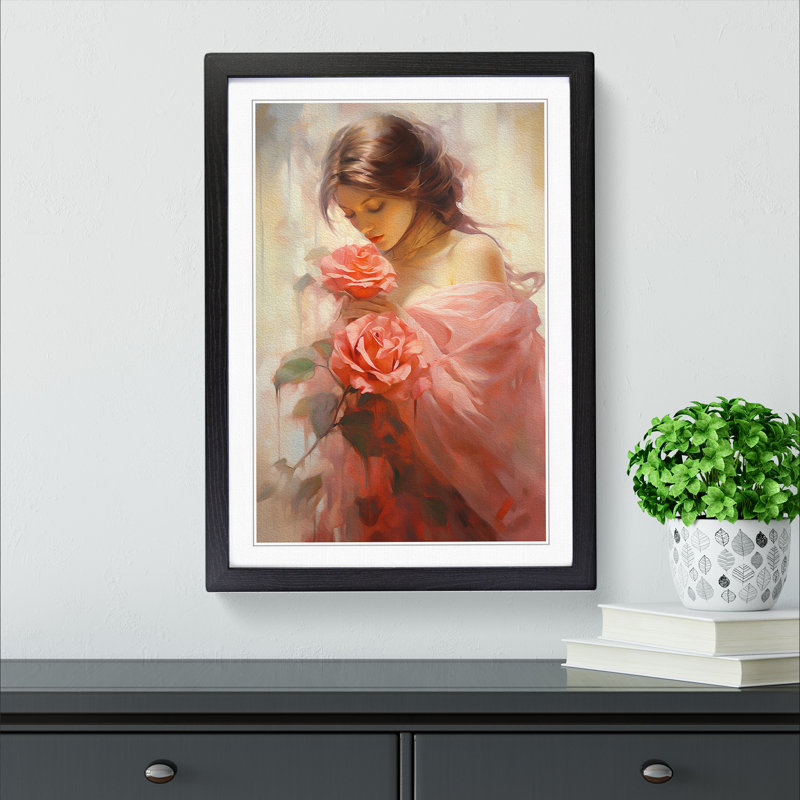 Rose Romanticism No.3 - Single Picture Frame Print on Wood, Black Framed, 34cm H x 25cm W x 2cm D