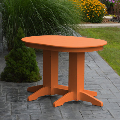 Nettie Oval Outdoor Dining Table With Umbrella Hole , in. W 33'' in. D
