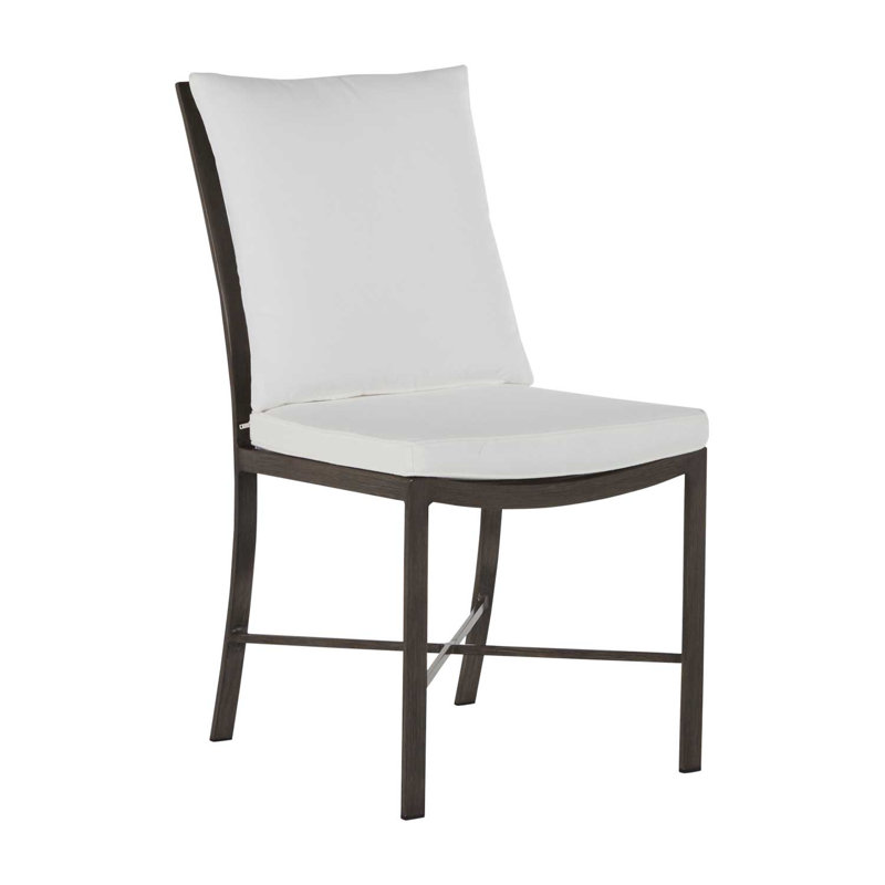 Monaco Patio Dining Side Chair with Cushions, No Welt, Rollo Lace InsideOut® Linen, Slate Gray