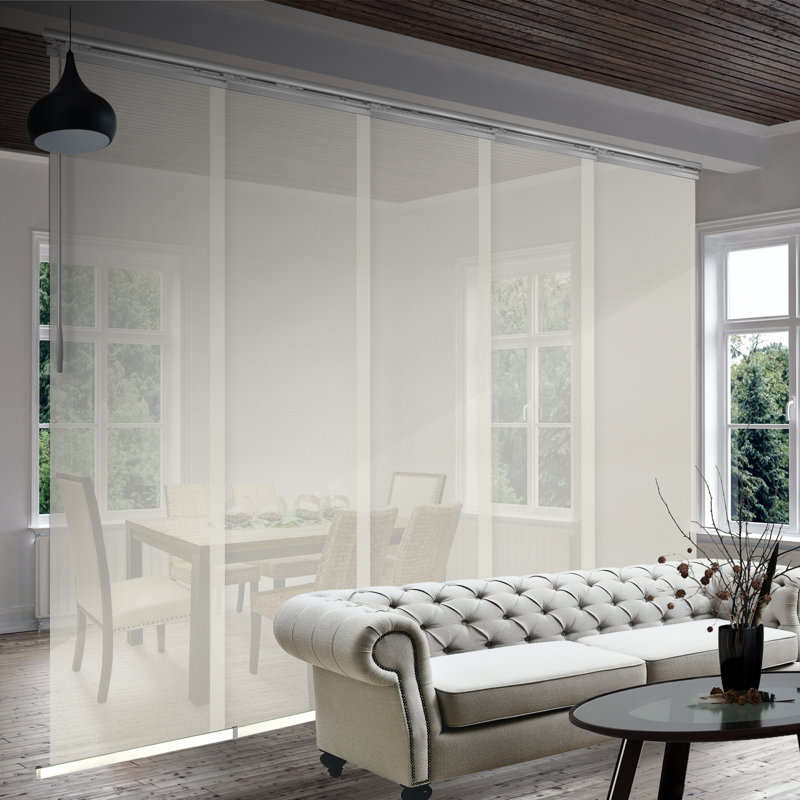 Store vertical semi-diaphane Dappled Ash, L 110 po x L 116 po, Nickel satiné