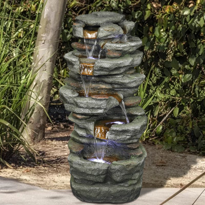 Lockeford Weather Resistant Floor Fountain with Light