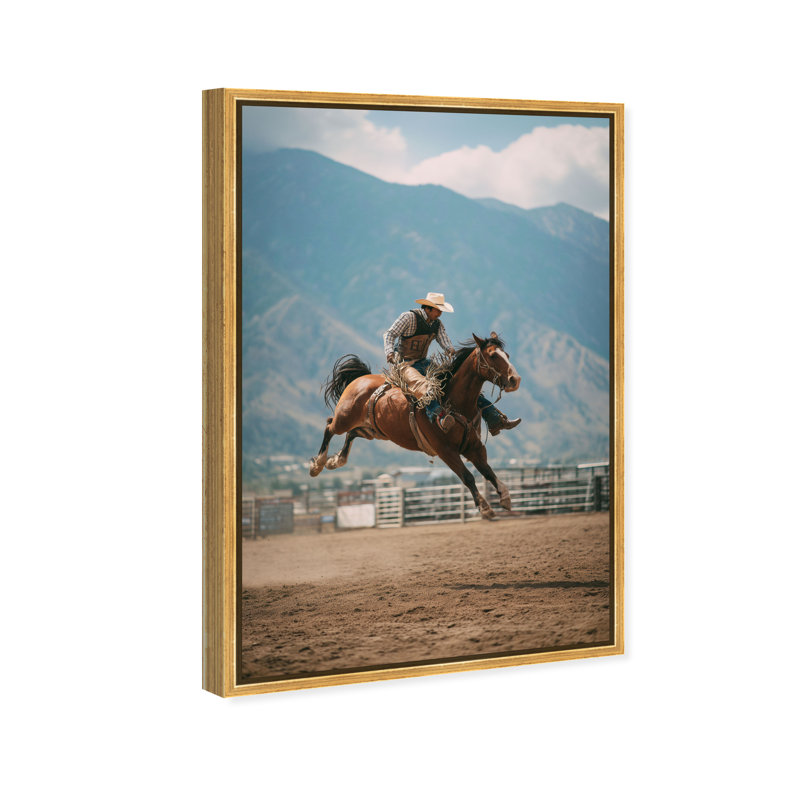 Bronc Rider Print by Oliver Gal, 16" H x 11" W, Gold Floater Frame