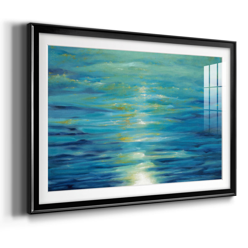 Bleu profond encadré sur papier, Noir, H 30 po x l 44 po x P 1,5 po