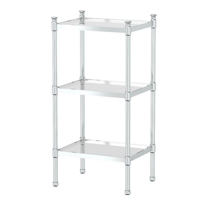 Freestanding 3 Tier Tempered Glass Shelves for Bathroom, Livingroom, Hallway, Bedroom, Chrome