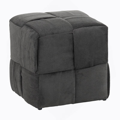 Ottoman Foot Rest Soft And Comfortable Ottoman Square Corduroy Woven Design Sofa Stool (Grey)